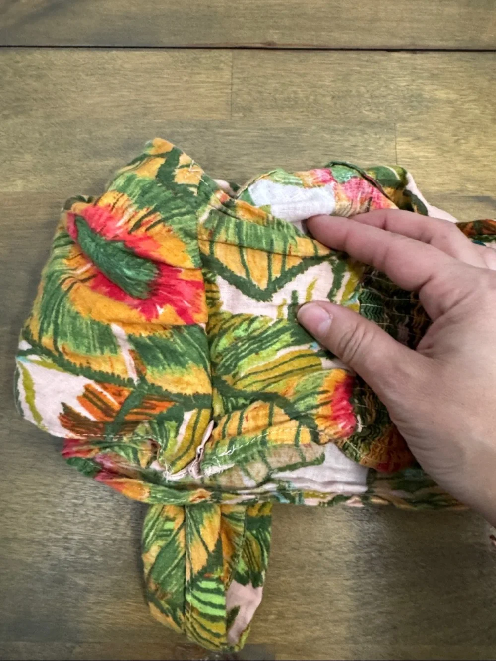 Cynthia Rowley Collective Tropical Tie-Front Bandeau Top in Yellow, Green & Pink - Picture 3 of 4